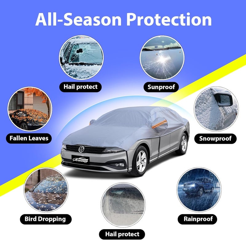 AltoCover Half Car Cover SUV, Top Cover for Windshield & Sunroof Protection with Cotton Liner, Hail Protector Car Cover Waterproof All Weather for Snow, Sun,Rain,Dust,Size M - Image 3